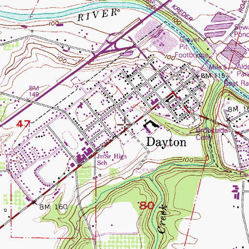 Topographic Map of Dayton Post Office, OR