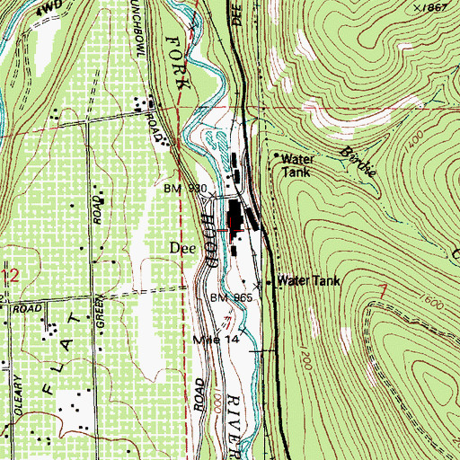 Topographic Map of Dee Post Office (historical), OR