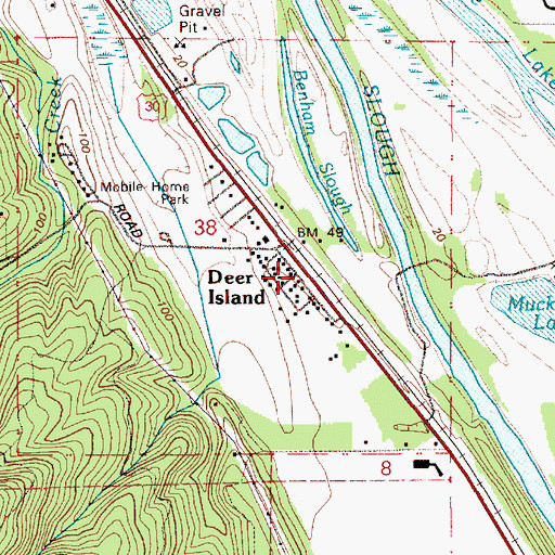 Topographic Map of Deer Island Post Office, OR