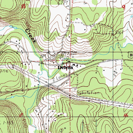 Topographic Map of Delena Post Office (historical), OR