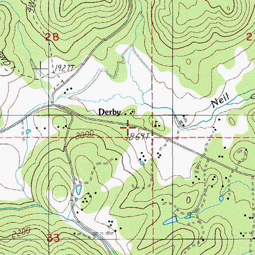 Topographic Map of Derby Post Office (historical), OR