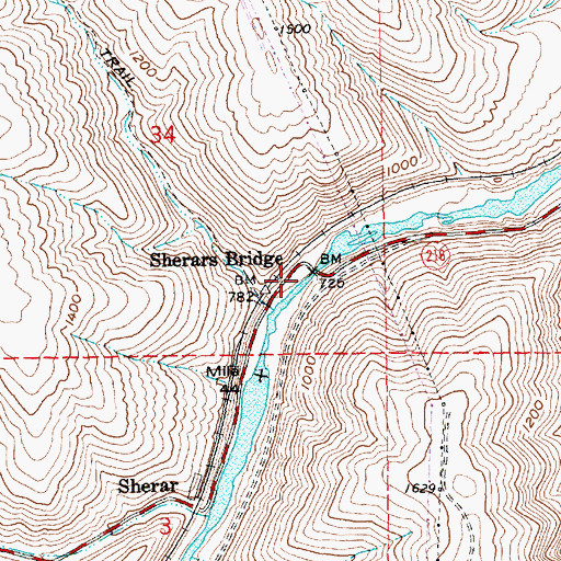 Topographic Map of Deschutes Post Office (historical), OR