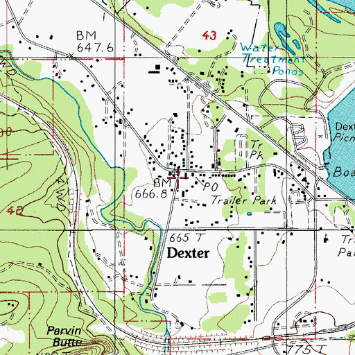 Topographic Map of Dexter Post Office, OR