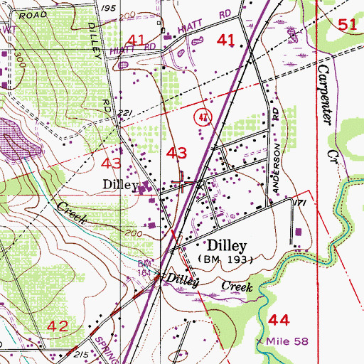Topographic Map of Dilley Post Office (historical), OR