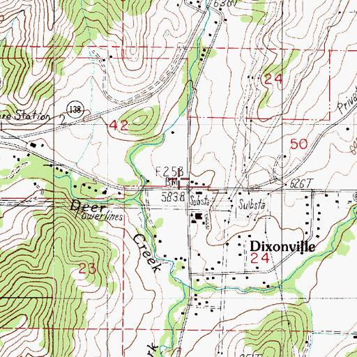 Topographic Map of Dixonville Post Office (historical), OR