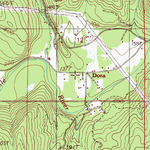 Topographic Map of Dora Post Office (historical), OR