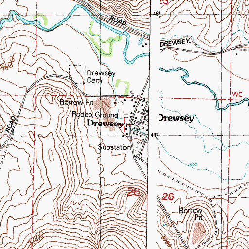 Topographic Map of Drewsey Post Office, OR