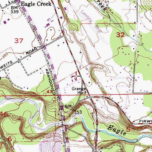 Topographic Map of Eagle Creek Post Office, OR