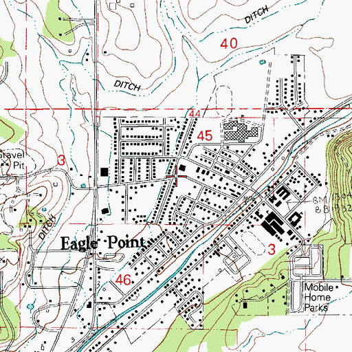 Topographic Map of Eagle Point Post Office, OR
