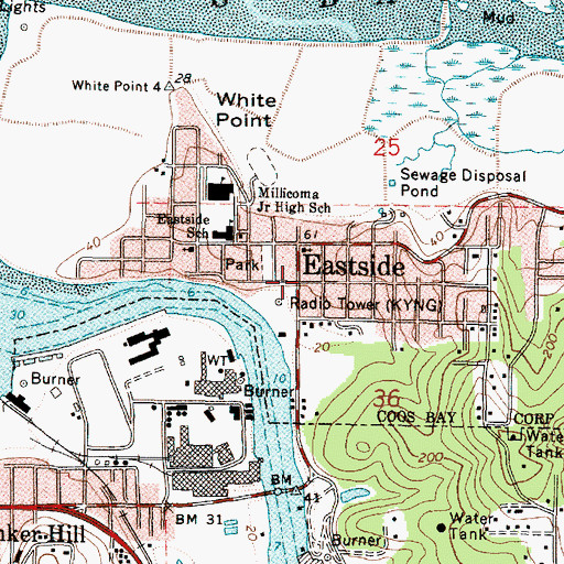 Topographic Map of Eastside Post Office, OR