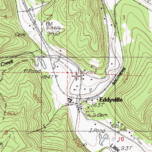Topographic Map of Eddyville Post Office, OR