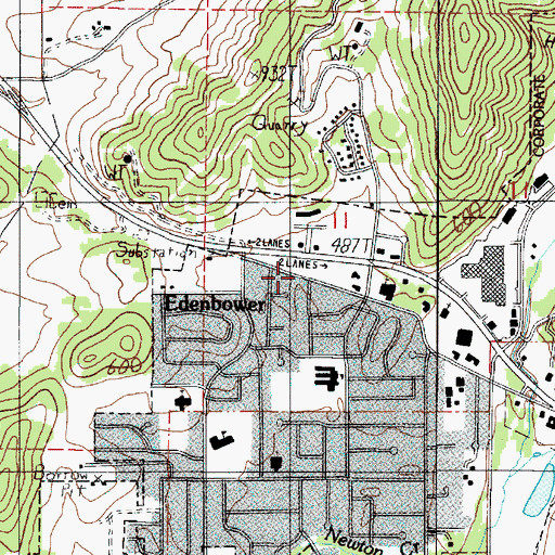 Topographic Map of Edenbower Post Office (historical), OR