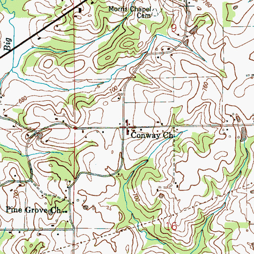 Topographic Map of Conway Church, AL