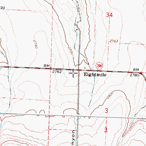 Topographic Map of Eightmile Post Office (historical), OR