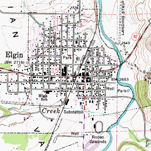 Topographic Map of Elgin Post Office, OR