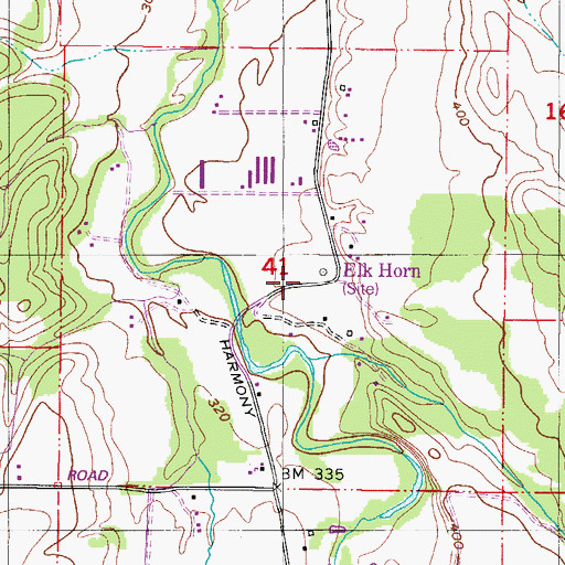 Topographic Map of Elk Horn Post Office (historical), OR