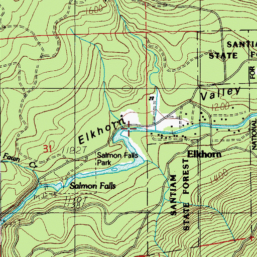 Topographic Map of Elkhorn Post Office (historical), OR