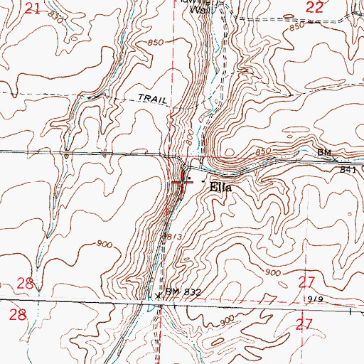 Topographic Map of Ella Post Office (historical), OR