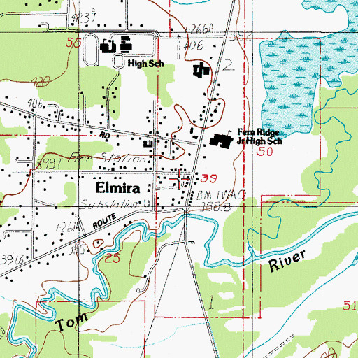 Topographic Map of Elmira Post Office, OR
