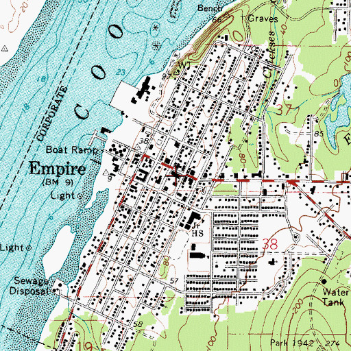 Topographic Map of Empire Post Office, OR