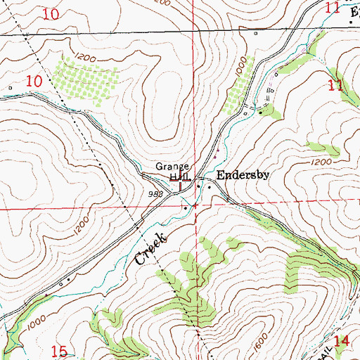 Topographic Map of Endersly Post Office (historical), OR