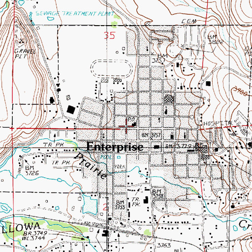 Topographic Map of Enterprise Post Office, OR