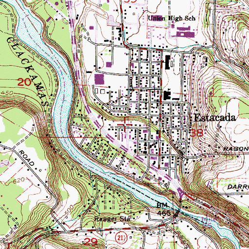 Topographic Map of Estacada Post Office, OR