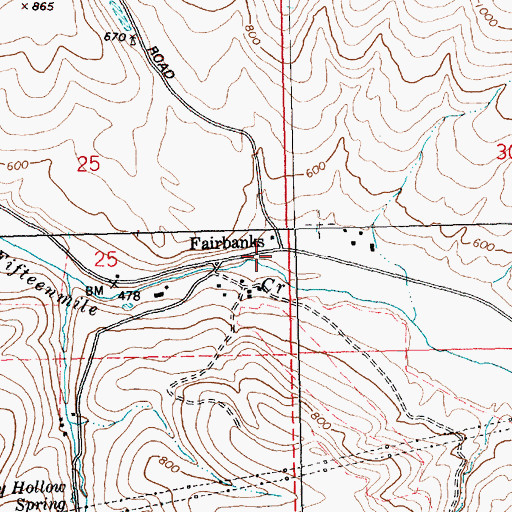 Topographic Map of Fairbanks Post Office (historical), OR