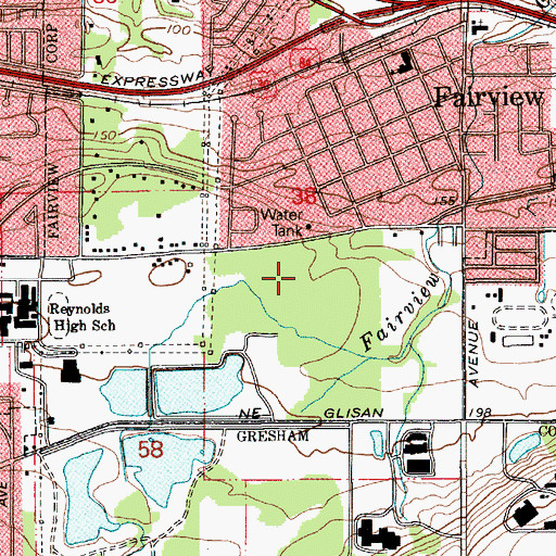 Topographic Map of Fairview Post Office, OR
