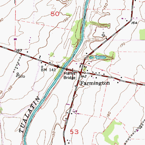 Topographic Map of Farmington Post Office (historical), OR