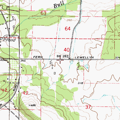 Topographic Map of Fern Post Office (historical), OR