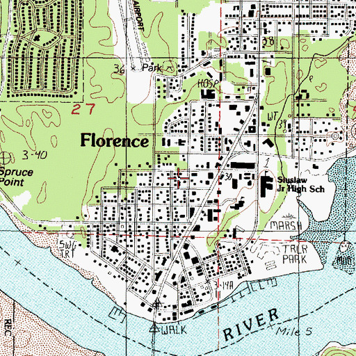Topographic Map of Florence Post Office, OR