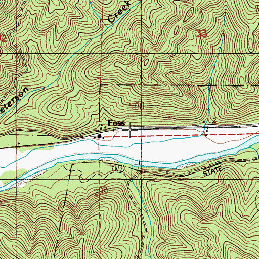 Topographic Map of Foss Post Office (historical), OR