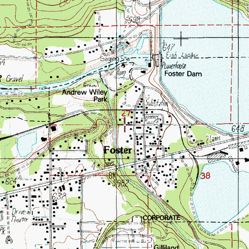 Topographic Map of Foster Post Office, OR