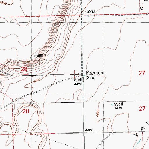 Topographic Map of Fremont Post Office (historical), OR