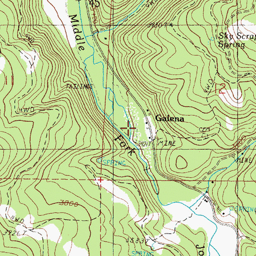Topographic Map of Galena Post Office (historical), OR