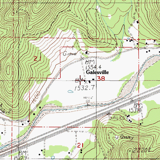 Topographic Map of Galesville Post Office (historical), OR