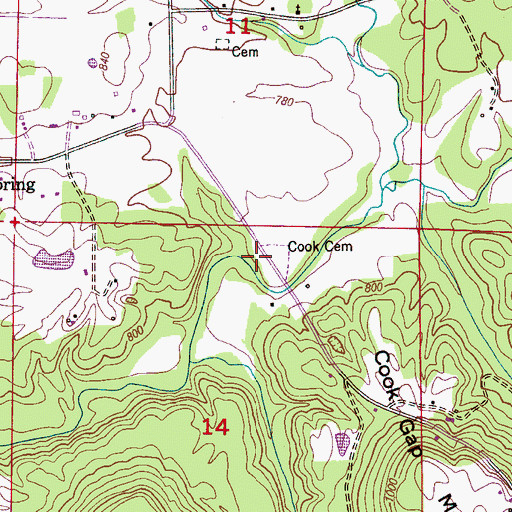 Topographic Map of Cook Cemetery, AL
