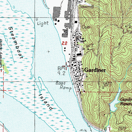 Topographic Map of Gardner Post Office, OR