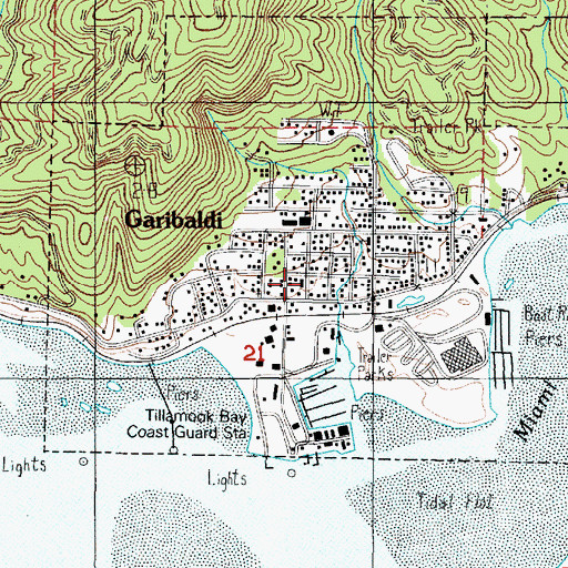 Topographic Map of Garibaldi Post Office, OR