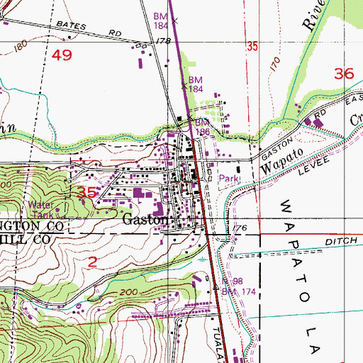 Topographic Map of Gaston Post Office, OR