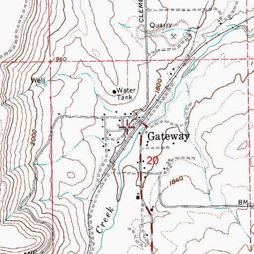 Topographic Map of Gateway Post Office (historical), OR