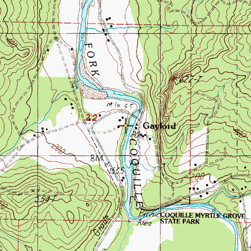 Topographic Map of Gaylord Post Office (historical), OR