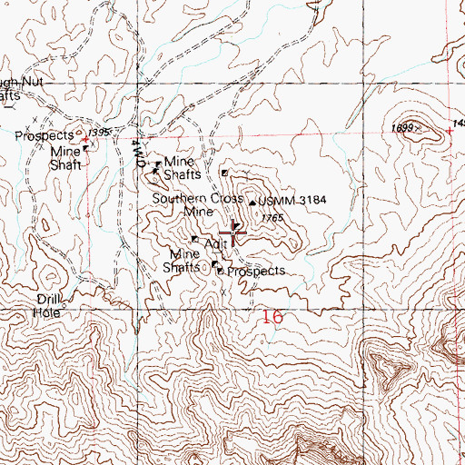 Topographic Map of Southern Cross Mine, AZ