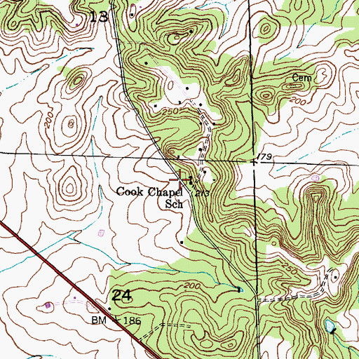 Topographic Map of Cook Chapel School (historical), AL