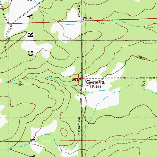 Topographic Map of Geneva Post Office (historical), OR