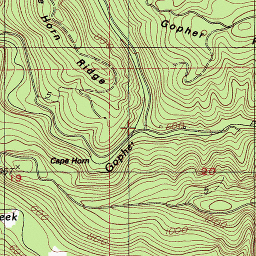 Topographic Map of Glen Post Office (historical), OR