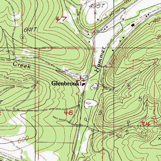 Topographic Map of Glenbrook Post Office (historical), OR