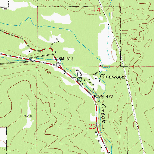 Topographic Map of Glenwood Post Office, OR