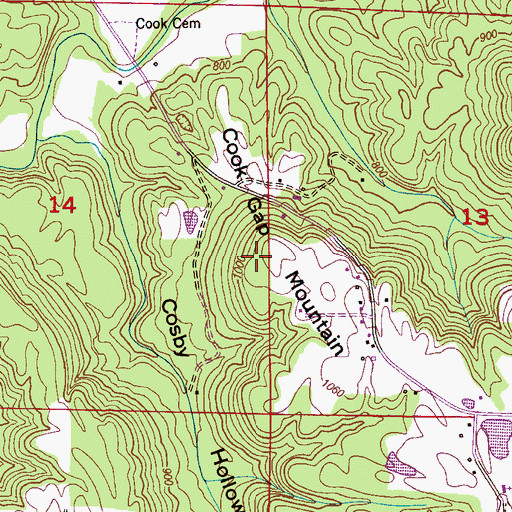 Topographic Map of Cook Gap Mountain, AL